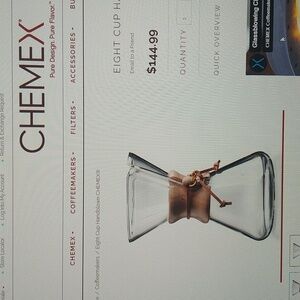 NWOT- Chemex 8 Cup Handblown Filter drip coffeemaker